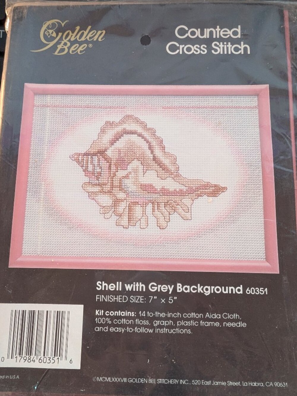 Vintage Golden Bee Shell Cross Stitch Kit Coastal Cottagecore BNIP 1987